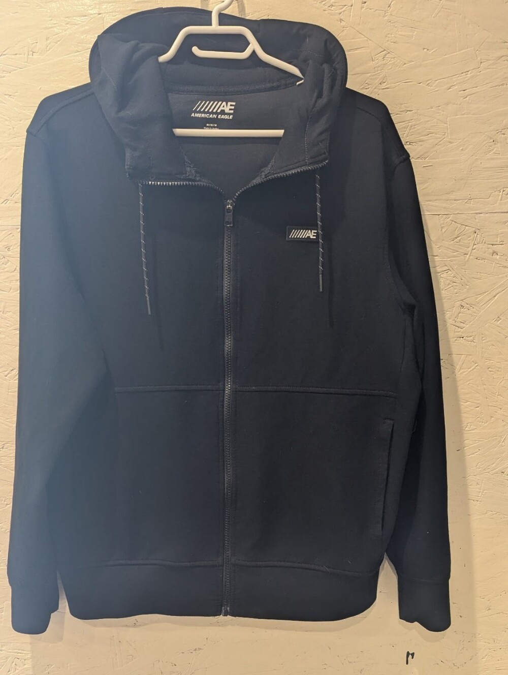 American Eagle Outfitters Black Full-Zip Hoodie Sweater Jacket